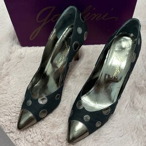 Gianvito Rossi Black Pumps with Metallic Silver Accents